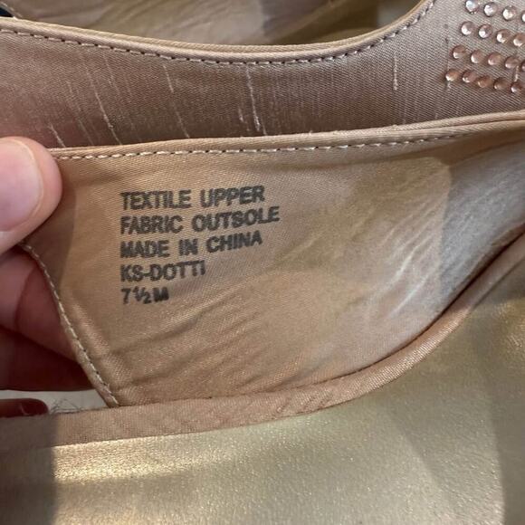 Karen Scott Slingback Espadrille Wedge Sandals  Womens 7.5 Taupe Metallic Studs - Picture 7 of 10